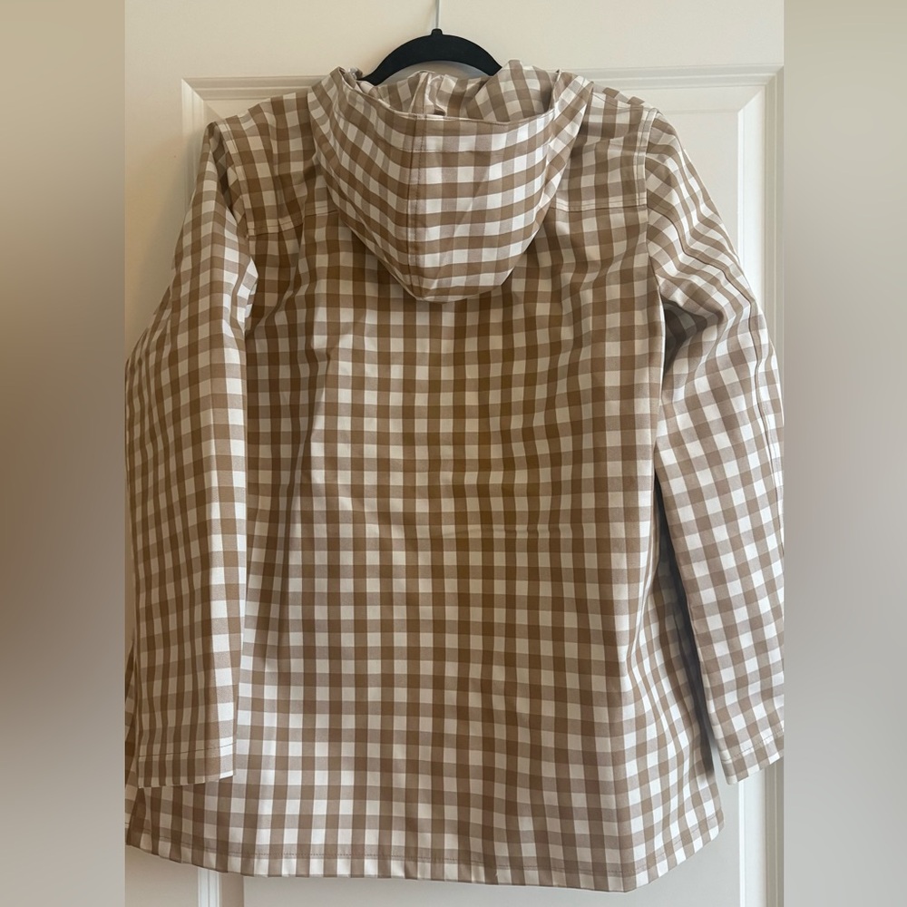 J. Crew Camel and Ivory Gingham Rain Jacket - Picture 2 of 5